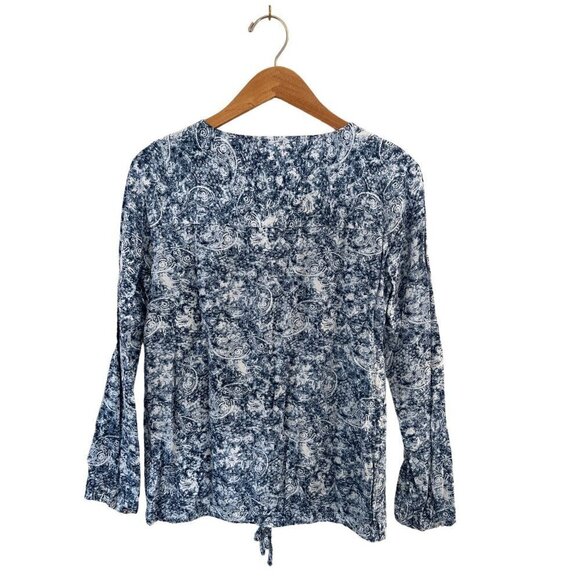 FDJ French Dressing Jeans Womens Size 6 Blue Pullover Drawstring Top Viscose L/S - Picture 3 of 9